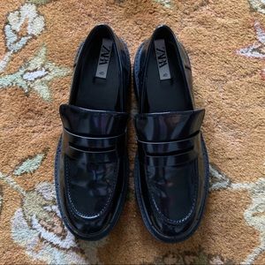 Zara Black Platform Loafers